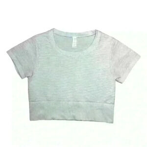 OFFLINE By Aerie Totally! Textured Seamless Cropped T-Shirt Light Blue/Grey LG​